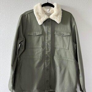 Hang Ten Olive Utility Jacket with Cream Collar